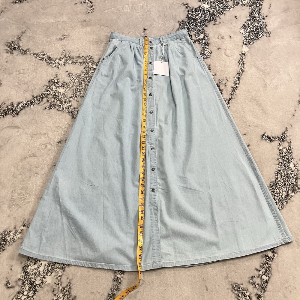 Pistola Light Wash Denim Maxi Skirt Button Front A Line Size Medium NWT - Picture 6 of 14